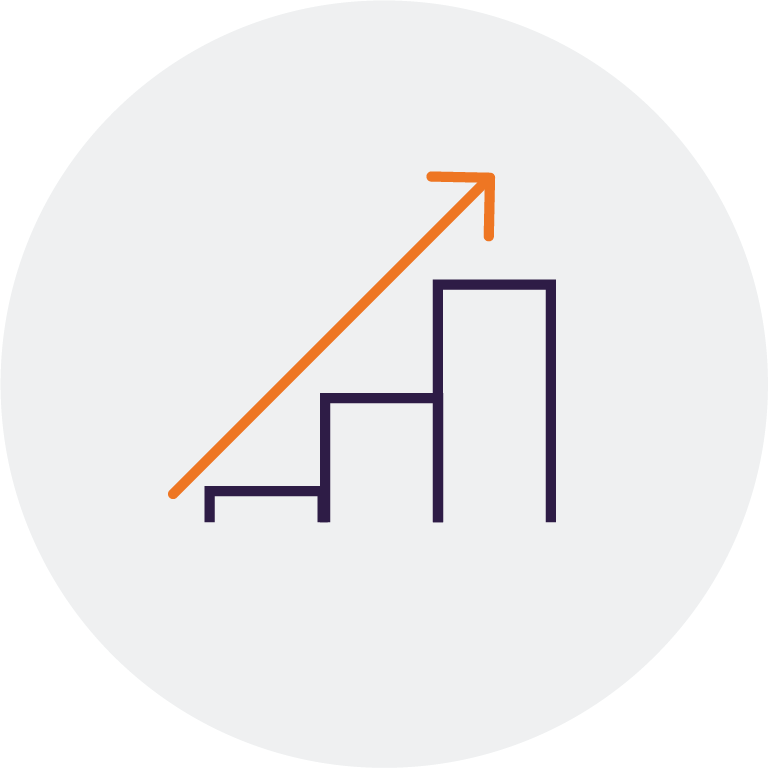 Icon of ascending steps with arrow